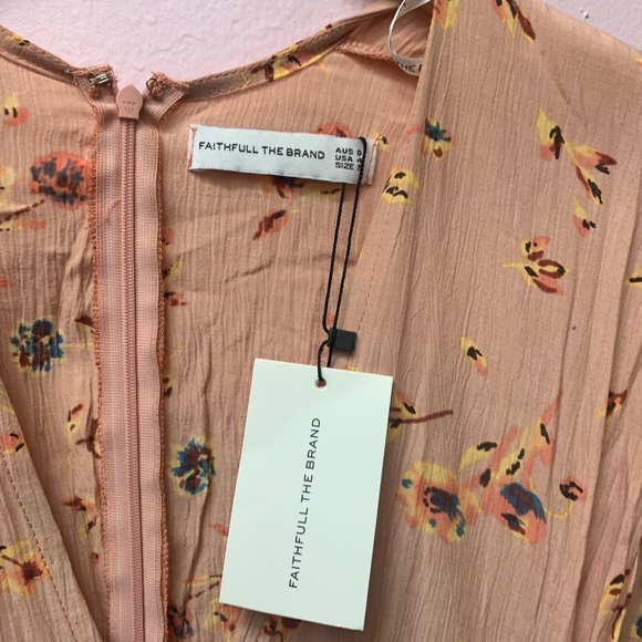 Faithfull the Brand Peach Floral Midi Dress - Picture 3 of 8